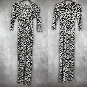 Boston Proper Animal Print Stretch Jersey Sleeve Faux Wrap Dress Women's Sz 4